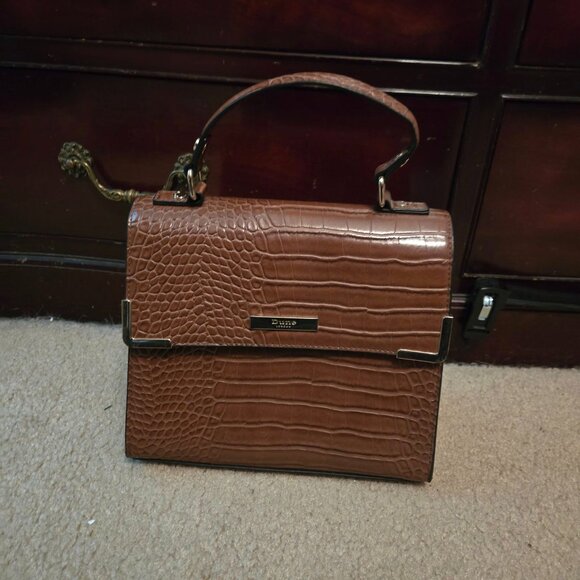 Dune London Brown Faux Croc Embossed Crossbody Purse - Picture 1 of 11